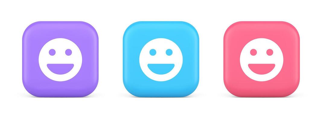 Smiley emoticon comic face emoji button laughing social network reaction happy 3d icon