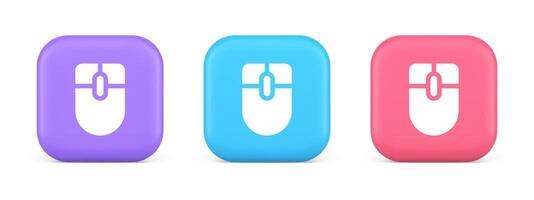 Mouse computer scrolling device cursor button click control cyberspace interface 3d icon vector