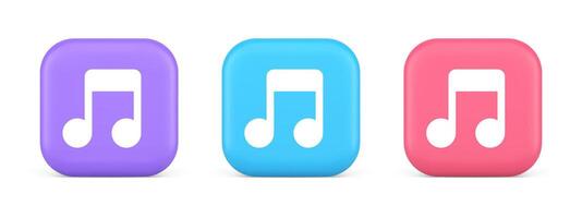 Music note audio sound button audio sound listening production 3d realistic icon vector