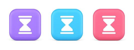 Hourglass sand watch time measurement button countdown minute hour period 3d realistic icon vector