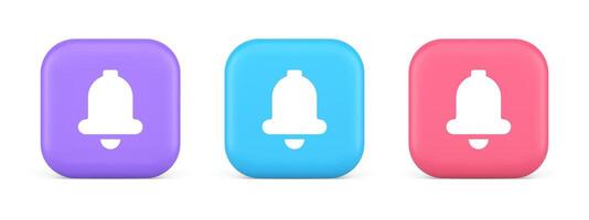 Handbell ring button cyberspace sound reminder service 3d realistic icon vector