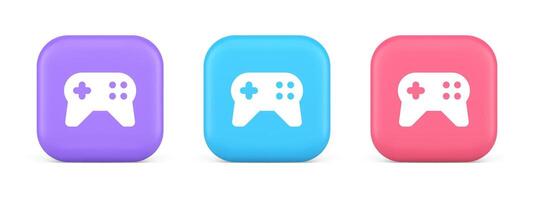 Gamepad controller virtual gaming connect button joystick joypad web app 3d realistic icon vector