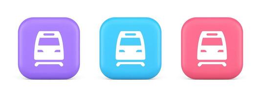 Train railway subway locomotive button rail passenger transportation travel 3d realistic icon vector