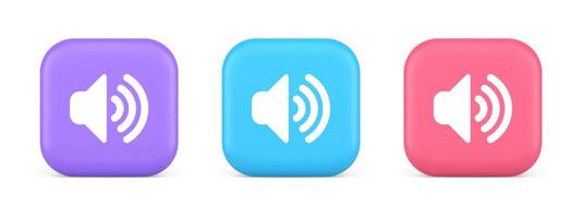 Volume sound button speaker acoustic level noise wave control 3d realistic icon vector
