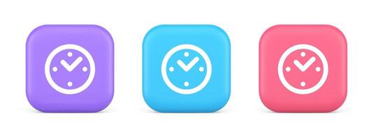 Alarm clock time countdown button deadline measurement 3d realistic icon vector