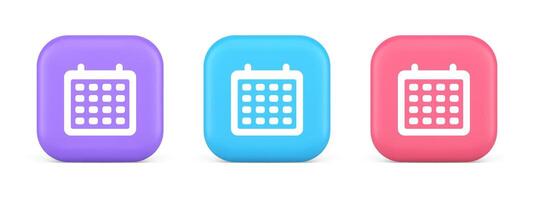 Schedule planner organizer button to do list agenda reminder service 3d realistic icon vector