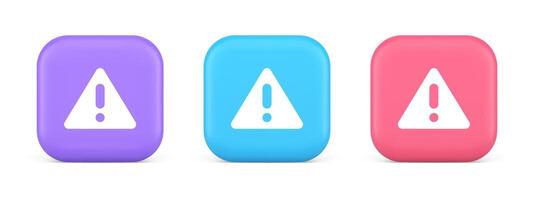 Exclamation point triangle button attention advice mark important information 3d icon vector