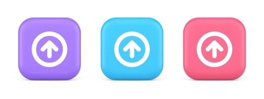 Up arrow round border button cyberspace navigation pointer 3d realistic icon vector