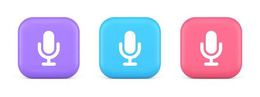 Microphone voice sound recording broadcasting button web app media communication 3d icon vector