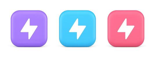 Charge power lightning button electricity thunderbolt arrow 3d realistic icon vector