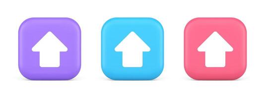 Arrow up button directional pointer cyberspace cursor 3d realistic icon vector
