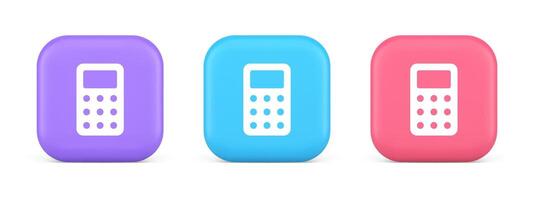 Calculator button mathematical number counting web application design 3d realistic icon vector