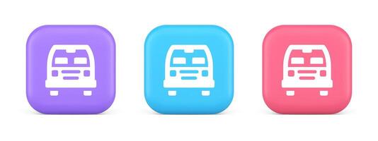 Bus automobile passenger transportation button city transfer journey 3d realistic icon vector