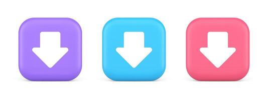 Arrow down button keyboard navigation pointer cyberspace downloading web app 3d icon vector