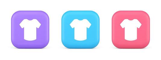 T shirt online shopping button internet order purchasing 3d realistic icon vector