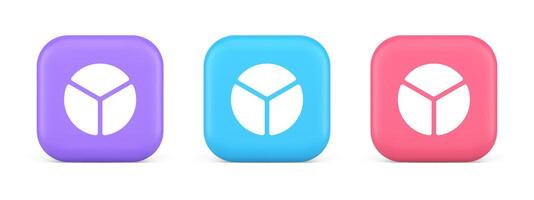 Chart pie three section button financial presentation business analyzing web app 3d icon vector