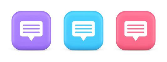 Chat box button social networks texting internet communication 3d icon vector
