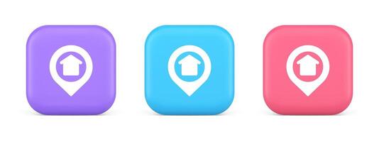 Urban building location find button house map pin web application 3d realistic icon vector