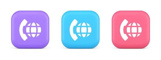 Phone call international global communication button cyberspace dialogue conversation 3d icon vector