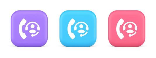 Emergency call helpline assistance button customer support service 3d realistic icon vector