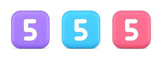 Five character calculator keyboard button financial counting 3d realistic icon vector