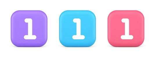 One number button finance counting panel keyboard user interface 3d realistic icon vector