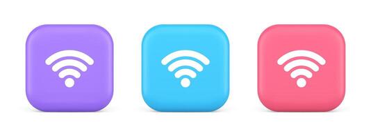 Wi fi internet connection button high speed wireless cyberspace digital network 3d icon vector