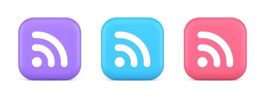 Wifi available access button wireless internet connection signal 3d realistic icon vector