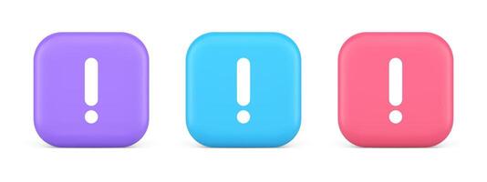 Exclamation mark keyboard button important attention point cyberspace communication 3d icon vector