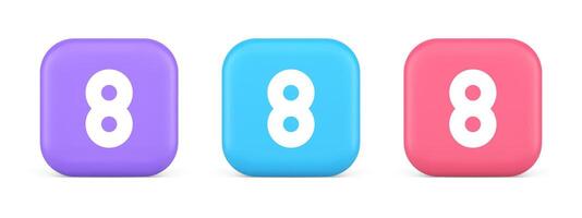 Eight number button mathematic counting calculator web application 3d realistic icon vector