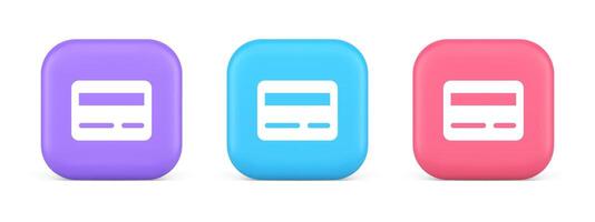 Credit debit card e money payment button digital financial banking account 3d realistic icon vector