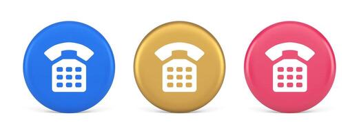 Phone customer support call contact connect button retro telephone handset 3d realistic circle icon vector