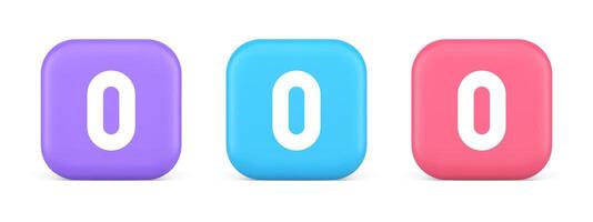 Zero character number button digital sign for math counting cyberspace communication 3d icon vector