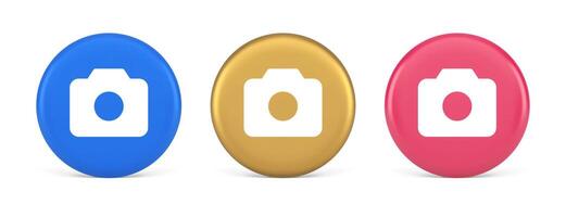 Camera multimedia application content creation digital button 3d realistic circle icon vector