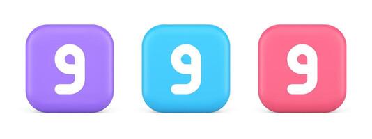 Nine number button calculation math financial budget web app 3d realistic icon vector