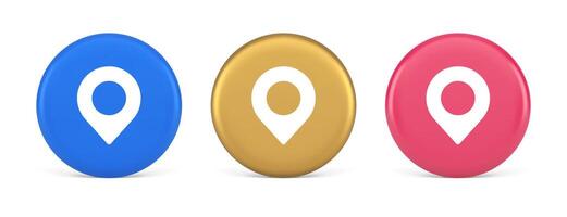 GPS map pin location service button application direction distance pointer 3d realistic circle icon vector