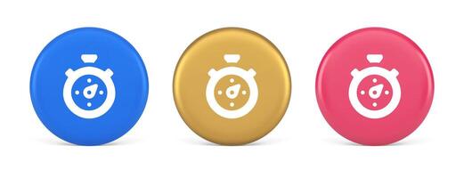 Stopwatch button timer speed time counting application panel interface 3d realistic circle icon vector