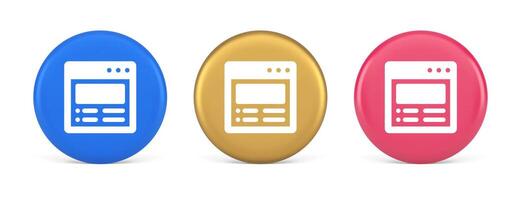Internet document tax form banking account web page button virtual browsing interface 3d circle icon vector