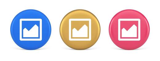 Graph diagram mathematical profit business button 3d realistic circle icon vector
