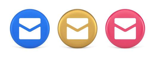 Email letter incoming message closed envelope mobile application button 3d realistic circle icon vector