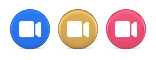 Camera photo shooting multimedia content creation button 3d realistic circle icon vector