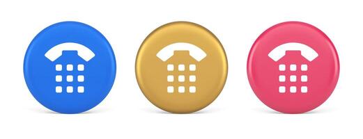Phone call button application handset mobile contact communication 3d realistic circle icon vector
