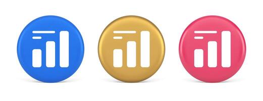 Bar graph business analyzing button diagram profit progress stock market stats 3d circle icon vector