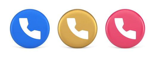 Phone call contact voice communication button web application design 3d realistic circle icon vector