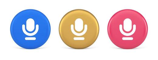 Microphone sound live recording button web app design radio music broadcasting 3d circle icon vector