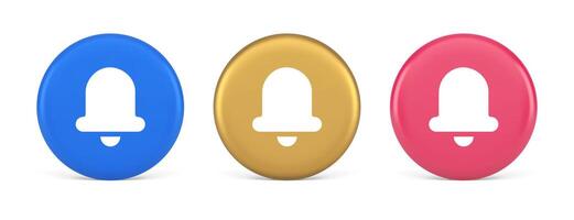 Handbell ring sound notification button incoming message call notification 3d realistic circle icon vector