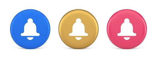 Bell ring audio sound button signal push reminder cyberspace interface notification 3d circle icon vector