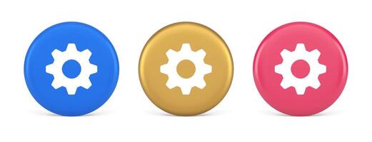 Cog gear button web technology setting repair business interface 3d realistic circle icon vector