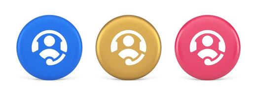 Customer support helpdesk assistance button call helpline connection 3d realistic circle icon vector