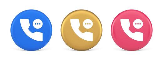 Phone consulting live chat emergency help assistance button web app design 3d realistic circle icon vector